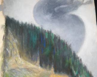 18” x 24” Harry Zarin Original Abstract Landscape Painting on Paper