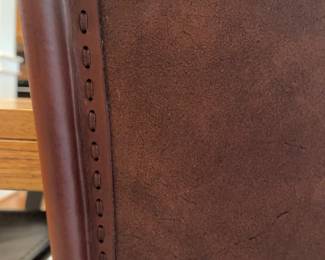 (each/8 avail) Crate & Barrel Laredo Brown Leather Dining Chairs