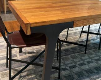81" (119" w/ leafs)  Crate & Barrel Lakin Teak Extendable Dining Table (Chairs Sold Separately)