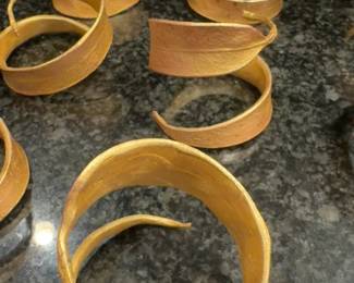 Set of 9 Michael Michaud Eucalyptus Napkin Rings - Bronze