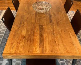 81" (119" w/ leafs)  Crate & Barrel Lakin Teak Extendable Dining Table (Chairs Sold Separately)