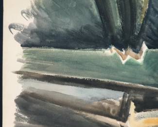18” x 24” Harry Zarin Abstract Forest Watercolor Landscape Painting