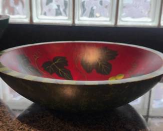 11” Sherwood Forest Design Painted Bowl