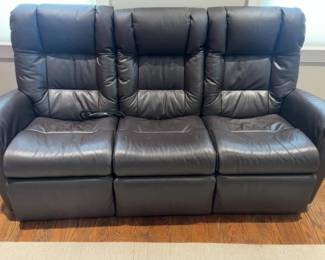 77”x32”x42” IMG Comfort Motorized Dark Brown Leather Power Reclining Sofa