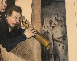 12”x13” Honoré Daumier Hand-Colored Lithograph “Oh! absolument…” – Matted