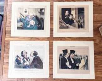 12”x13” Honoré Daumier Hand-Colored Lithographs – Matted (four available)