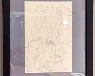 14”x18” Wade White Signed Original Interior Still Life Drawing – Professionally Framed