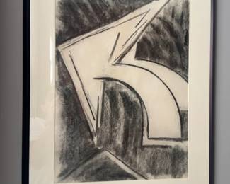 23”x30” Original Abstract Charcoal Drawing by Harry Zarin (1913–2008) - Professionally Framed