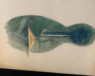 18” x 24” Harry Zarin Abstract Watercolor Painting