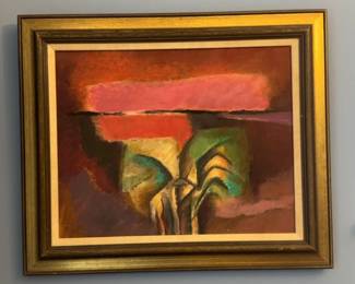 21”x25” Harry Zarin Signed Original Abstract Oil Painting – Professionally Framed