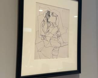 15”x18” Michael Lenson Original Figurative Ink Drawing – Professionally Framed 