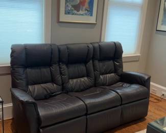 77”x32”x42” IMG Comfort Motorized Dark Brown Leather Power Reclining Sofa