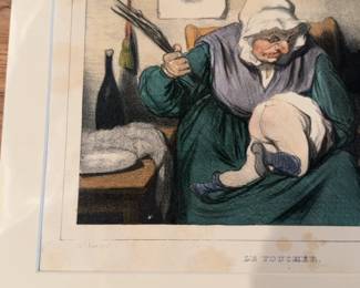 12”x13” Honoré Daumier Hand-Colored Lithograph - 'Le Toucher' from Types Parisiens Series