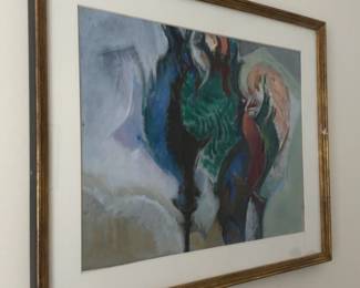24”×29” Harry Zarin Signed Original Abstract Painting – Professionally Framed