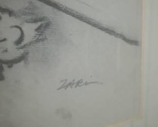 23”×26” Harry Zarin Signed Original Landscape Drawing – Professionally Framed