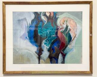 24”×29” Harry Zarin Signed Original Abstract Painting – Professionally Framed