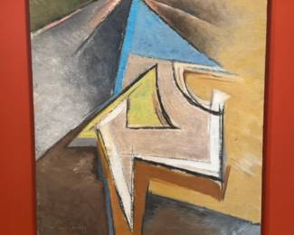 26”×33” Harry Zarin Signed Original Geometric Abstract Oil Painting – Canvas