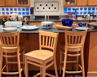 44”x17” (each/3 avail) Natural Finish Solid Wood Bar Stool