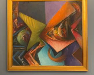 29”×31” Original Abstract Oil Painting By Harry Zarin - Professionally Framed
