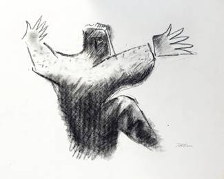 18”x24” Harry Zarin Abstract Figurative Charcoal Sketch