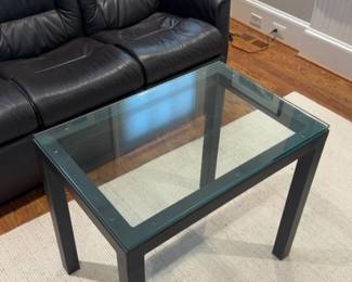 30”x20”x27” Minimalist Glass and Metal Side Table