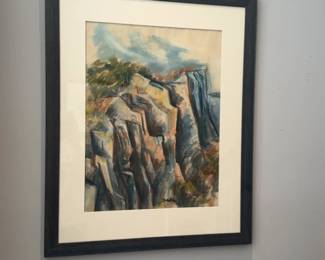25”x30" Harry Zarin Signed Original Landscape on Paper – Professionally Framed