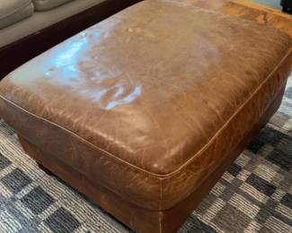 32”x26” Brown Leather Ottoman