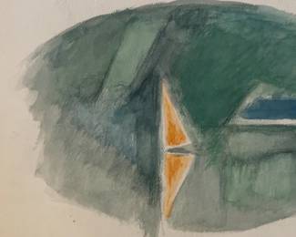 18” x 24” Harry Zarin Abstract Watercolor Painting