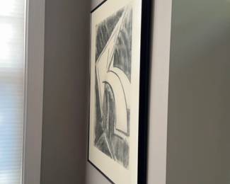 23”x30” Original Abstract Charcoal Drawing by Harry Zarin (1913–2008) - Professionally Framed