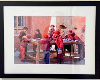 20”x26” Jeffrey Marqusee Documentary Style Photography Print of Children Studying - Professionally Framed