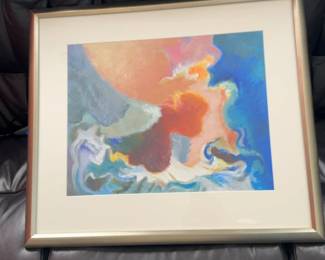 23”x26" Harry Zarin Original Mid-Century Abstract Painting – Professionally Framed