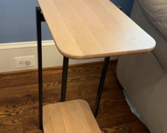 25”x16”x11” Modern C-Shaped Side Table with Wood Grain Finish