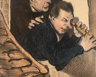 12”x13” Honoré Daumier Hand-Colored Lithograph “Oh! absolument…” – Matted