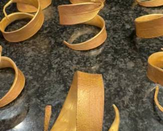 Set of 9 Michael Michaud Eucalyptus Napkin Rings - Bronze