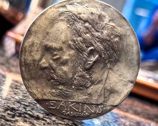 Sterling Silver 2.5 Leonard Baskin Medallion of Thomas Eakins