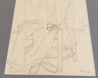 14”x18” Wade White Signed Original Interior Still Life Drawing – Professionally Framed