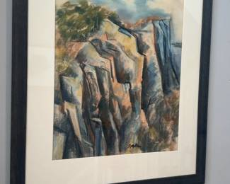 25”x30" Harry Zarin Signed Original Landscape on Paper – Professionally Framed
