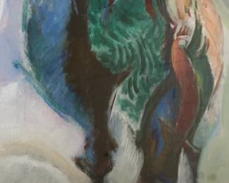 24”×29” Harry Zarin Signed Original Abstract Painting – Professionally Framed
