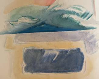 18” x 24” Harry Zarin Abstract Impressionist Landscape Watercolor Painting