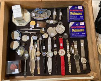 watches, knives, buckles, minerals, etc.