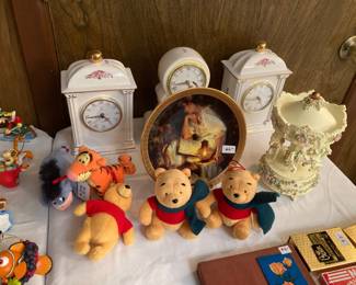 clocks, musical carousel, Disney ornaments