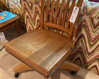 oak rolling office desk chair