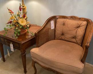 cane and cushion arm chair, Heritage side table