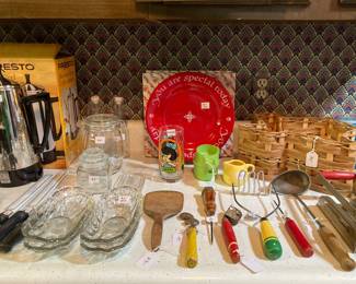 vintage kitchenwares, You Are Special red plate, Texas baskets, etc.