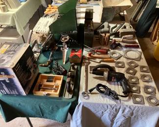 hand plane, electric driver, swivels, etc
