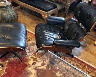 Herman Miller Eames black leather lounge chair & ottoman