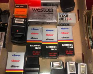 Many vintage flash units