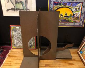 Large steel outdoor sculpture most probably by a Cleveland artist