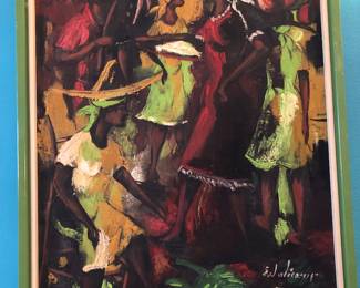 Emmanuel Jolicoeur Haitian oil on canvas-Pair