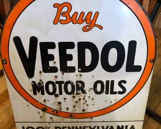 Veedol Motor Oil Pennsylvania double sided enamel sign 